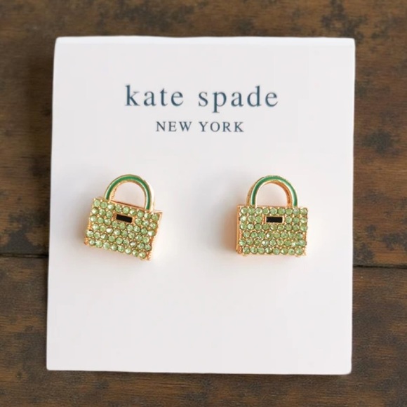KATE SPADE • Sweet Treasures Green Purse Bag Stud Earrings - Picture 7 of 7